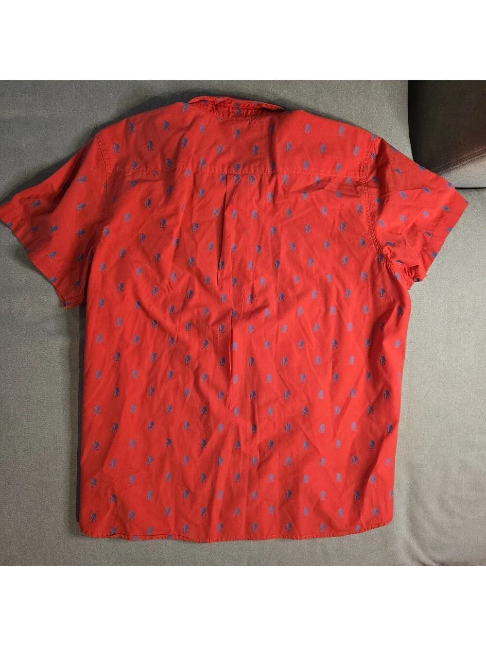 North Face Shirt Mens Medium Red All Over Print Lightweight Hiking Camp Cotton